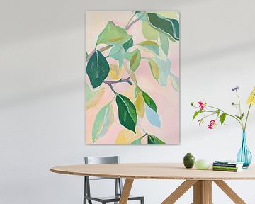 Leaves Nature Foliage Botany Pink Green by Niklas Maximilian