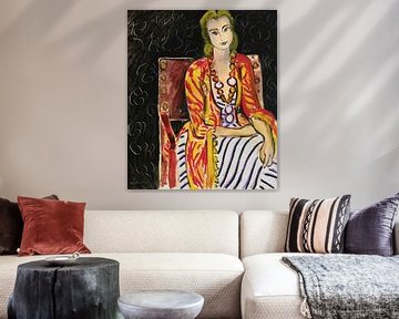 Zittende vrouw voor zwarte achtergrond, Henri Matisse