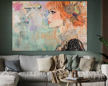 Portretvrouw | Surreal Gaze through Pastels van Blikvanger Schilderijen