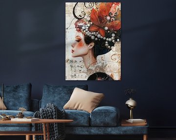 Vrouwenportret | Symphony Silhouette van Abstract Schilderij