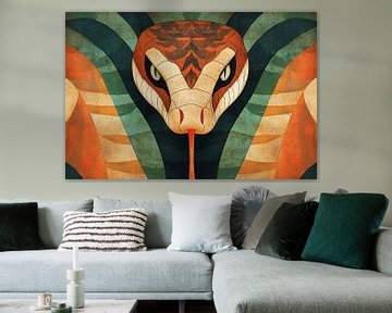 Cobra in Art Deco-kleuren van Imperial Art House