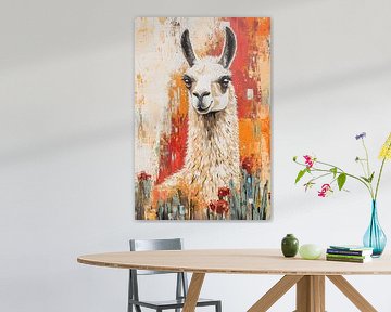 Kleurrijk schilderij van een lama van Imperial Art House