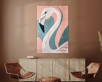 Élégant art abstrait du flamant rose