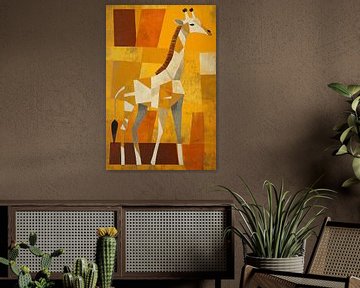 Giraffe schilderij in warme kleuren van Imperial Art House