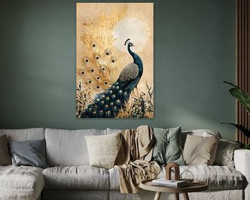 Eleganter Pfau in goldenen Farben von Imperial Art House