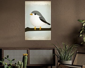 Vogelillustratie op tak minimalistisch van Imperial Art House