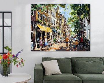 Schilderij Amsterdam van Abstract Schilderij
