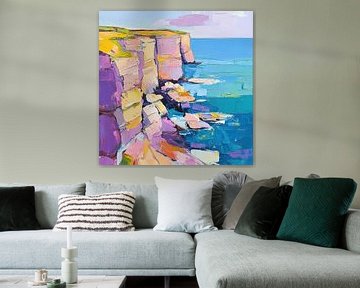 Abstracte Kustkliffen | Coastal Palette Dreamscape van Abstract Schilderij
