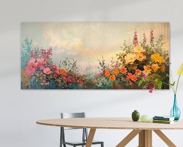 Bloementuin | Sunrise Garden Serenity van Abstract Schilderij
