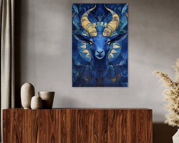 Blauwe geit met gouden hoorns van Imperial Art House