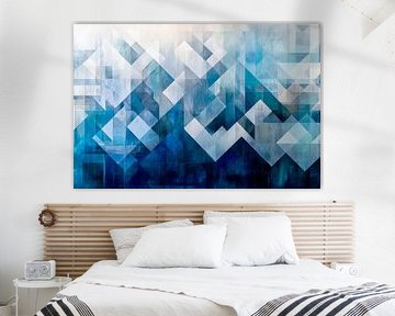 Abstract blue tones - Geometric shapes by Poster Art Shop