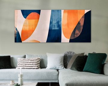 Abstract shapes in blue and orange by Poster Art Shop