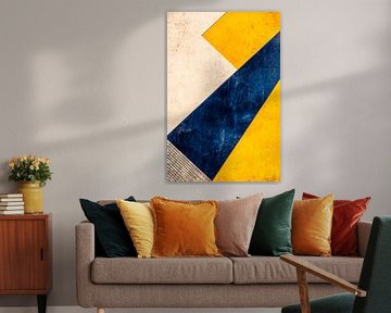 Abstract geometry in blue and yellow by Poster Art Shop