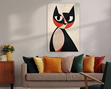 Abstract cat in black and red by Poster Art Shop