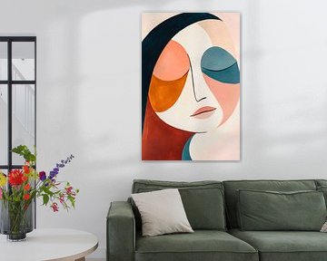 Portrait de femme abstrait aux couleurs douces sur Poster Art Shop