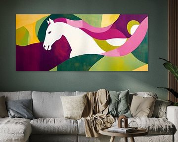 Abstract paardenprofiel in een kleurenzee van Poster Art Shop