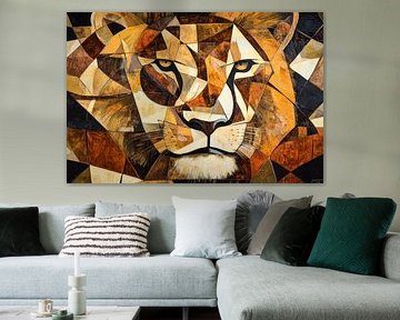 Abstract lion portrait in earth tones by Poster Art Shop