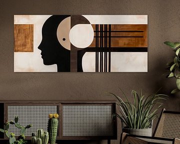 Abstract portret in aardetinten - Minimalistisch van Poster Art Shop