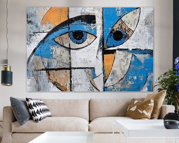 Moments in blue and white - Abstract by Poster Art Shop