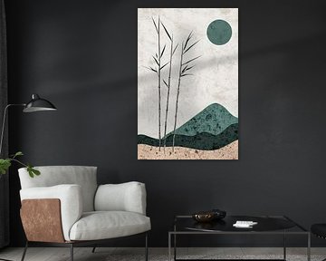 Bamboo and rolling hills in minimalism by Poster Art Shop