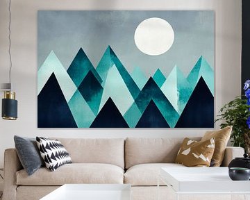 Mountain landscape with moon - play of colours by Poster Art Shop