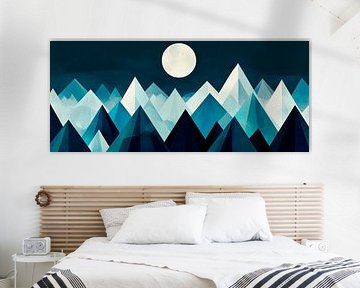 Mountain landscape with moonlight - Cool colours by Poster Art Shop
