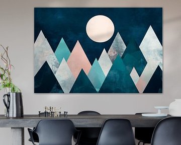 Mountain landscape under a full moon by Poster Art Shop