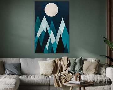 Mountain landscape under the full moon by Poster Art Shop