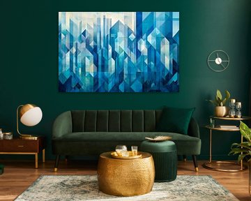 Blue geometry - Urban mountain landscape by Poster Art Shop
