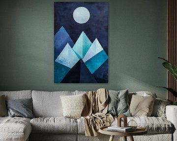 Mountain silhouette under the full moon by Poster Art Shop
