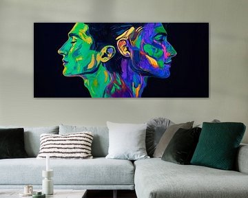 Colourful double portraits in neon colours by Poster Art Shop