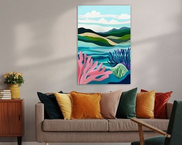 Colourful coastal landscape with coral reef by Poster Art Shop