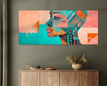 Colourful portrait study of a woman in profile view by Poster Art Shop