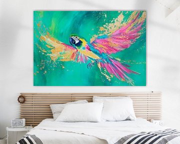 Colourful parrot in the swing of colours by Poster Art Shop