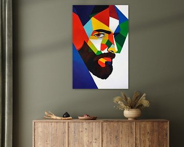 Colourful man's head - Geometric shapes by Poster Art Shop