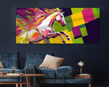Colourful galloping horse in pop art style by Poster Art Shop