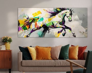 Colourful galloping horse on canvas by Poster Art Shop