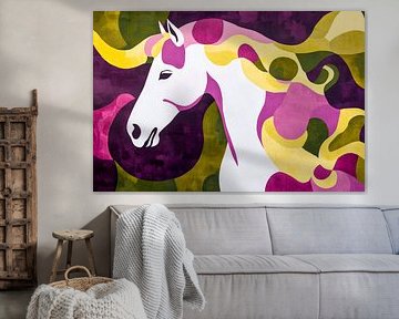 Kleurrijk eenhoornprofiel met swingende kleuren van Poster Art Shop