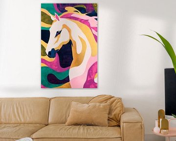 Kleurrijk paardenportret met krachtige kleuren van Poster Art Shop