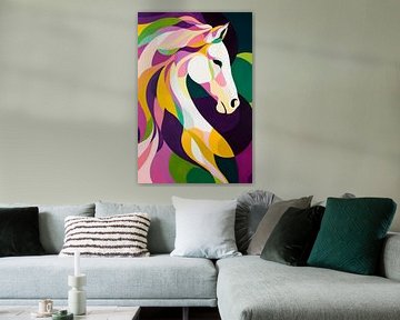 Kleurrijk paardenportret - dynamisch en modern van Poster Art Shop