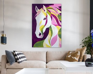 Kleurrijk paardenportret in een moderne stijl van Poster Art Shop