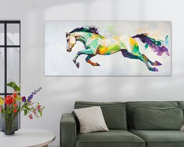 Colourful galloping horse in motion by Poster Art Shop