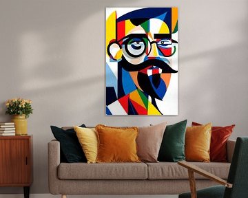 Portrait coloré avec des formes géométriques sur Poster Art Shop