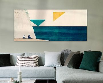 Triangles au-dessus de l'océan - Décor minimaliste sur Poster Art Shop