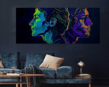Double portrait view in neon colours by Poster Art Shop