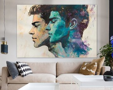 Duality of faces in soft colours by Poster Art Shop