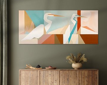 Elegant herons in soft colours by Poster Art Shop
