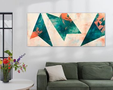 Kleurrijke driehoeken op een zachte achtergrond van Poster Art Shop