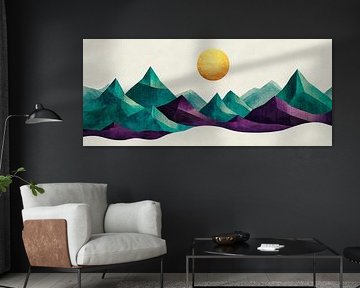 Colourful mountain landscape with sun by Poster Art Shop