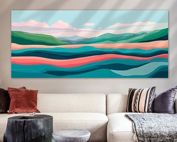 Colourful landscape with gentle waves by Poster Art Shop